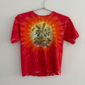 Disney World Donald Duck Mickey Mouse Tie Dye Red Orange Baby Tee Kids M